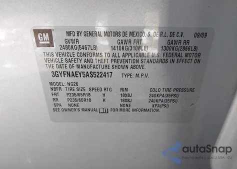 2010 Cadillac Srx Luxury Collection z USA, uszkodzony, nr VIN 3GYFNAEY5AS522417